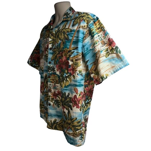 Hilo Hattie Men Vintage Tiki Hawaiian Aloha Button Up Shirt XL Pocket Cotton USA - Picture 2 of 8